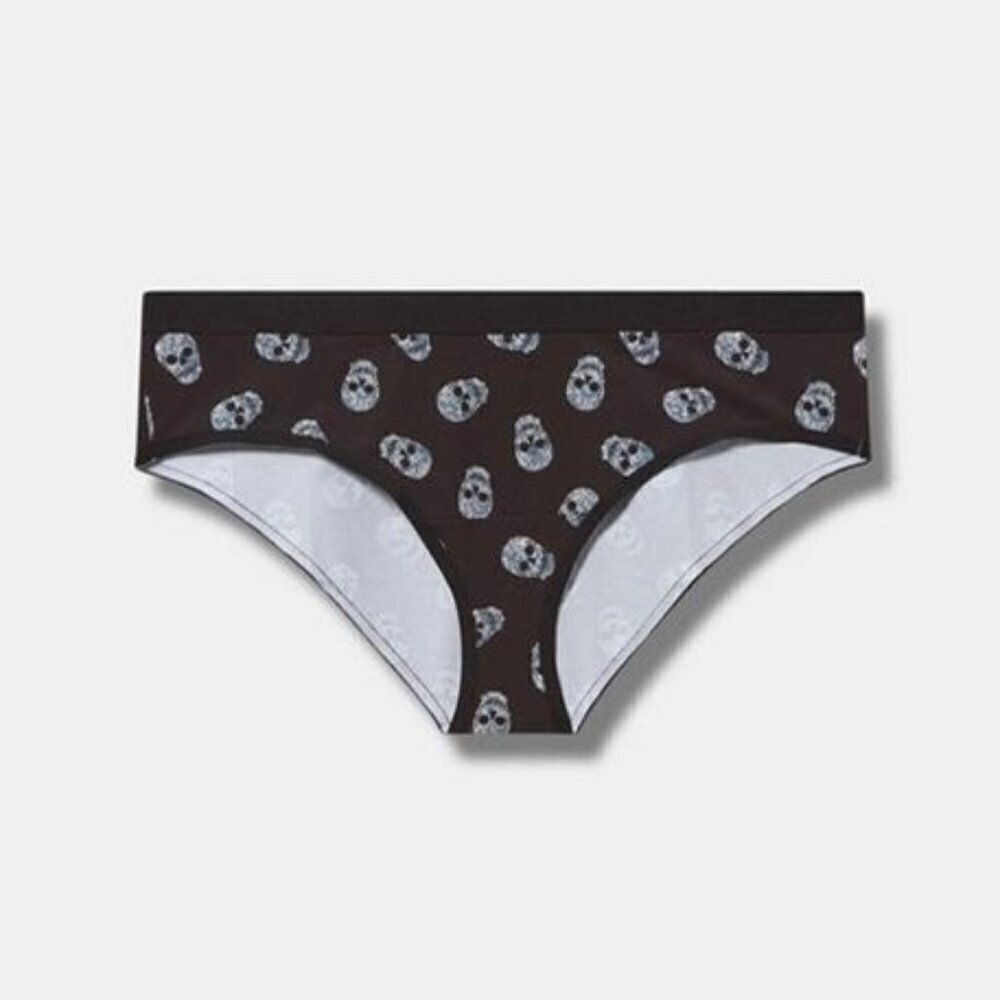 Torrid - Cotton Mid-Rise Hipster Panty in Crystal Disco Skulls Rich Blac…​​​​​​
